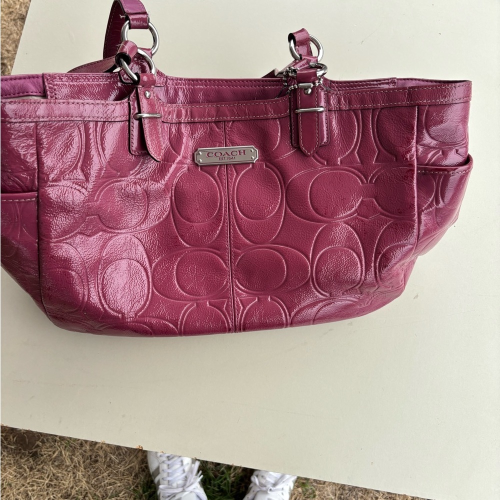 Coach Magenta Embossed Shoulder Bag